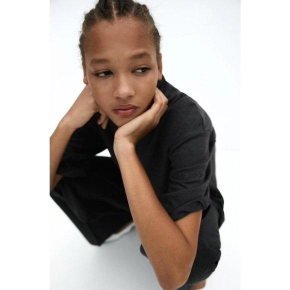 🌸SOLD🌸 NWT Zara | Grey Turtleneck 3/4 Sleeve Mini Dress Tunic Top TRF Small - Picture 3 of 9